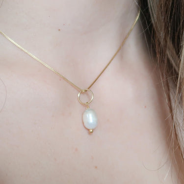 Gold Single Pearl Necklace